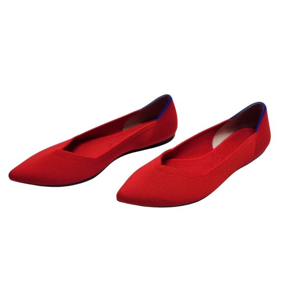 Rothys Bright Red Pointed Toe Womens Flats Size 5.5 - Picture 8 of 13
